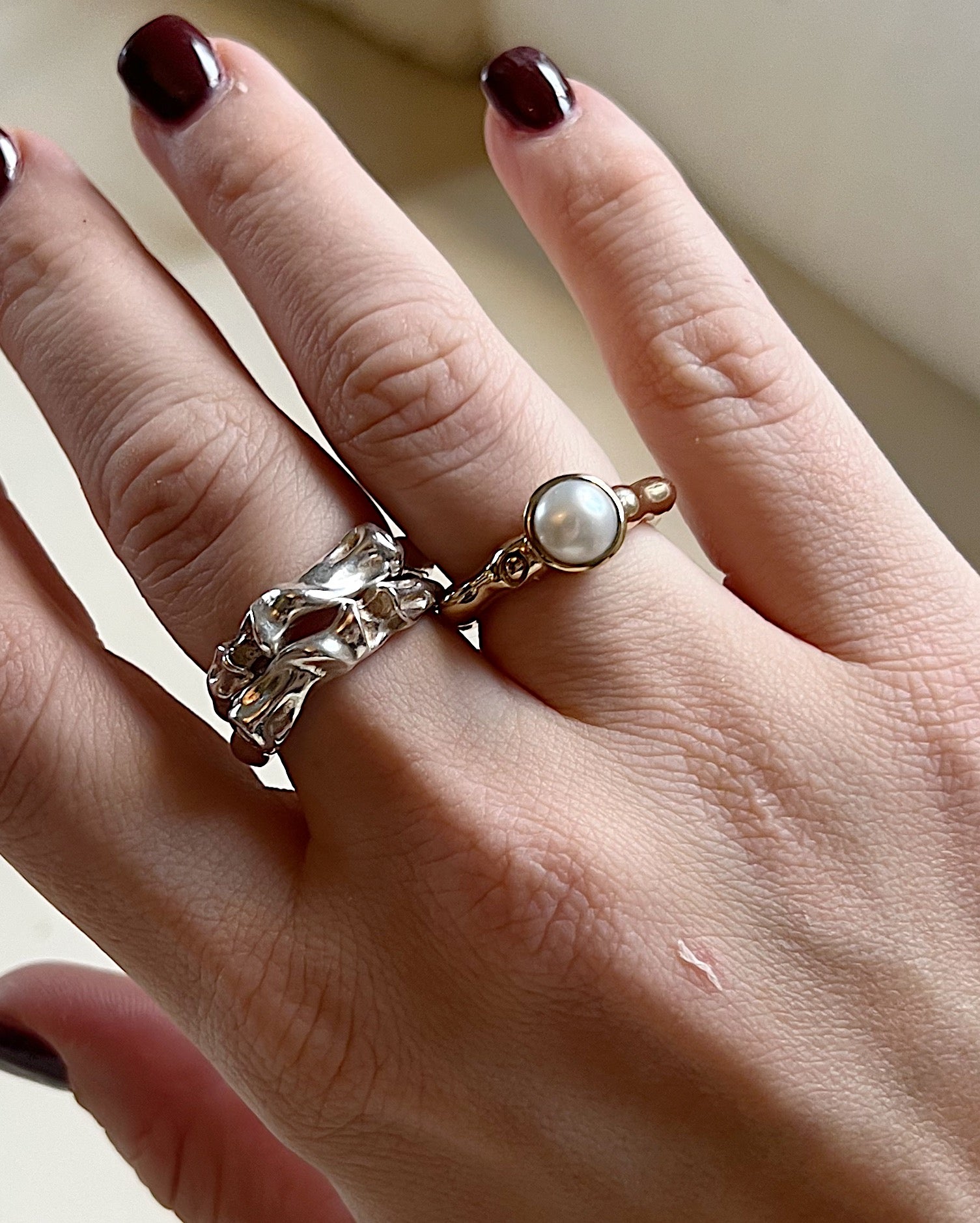 NEW BLOOD RING - BRASS PEARL