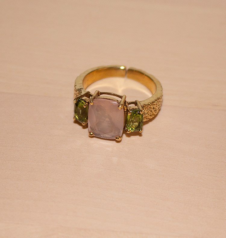 SOULMATE RING BRASS ROSE/PERIDOT
