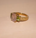 SOULMATE RING BRASS ROSE/PERIDOT