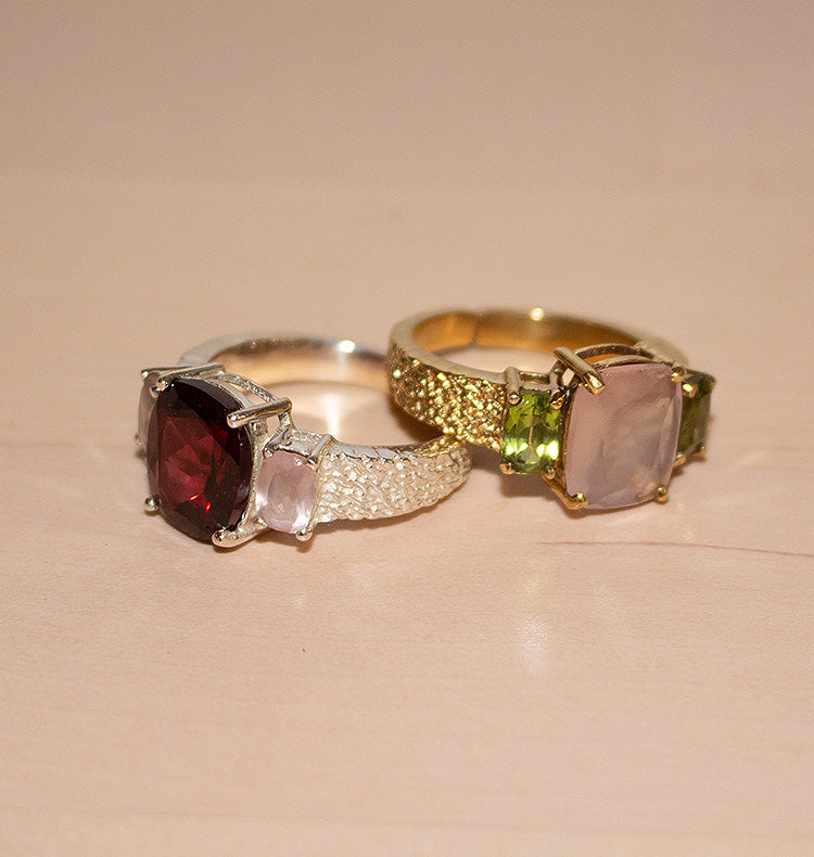 SOULMATE RING BRASS ROSE/PERIDOT