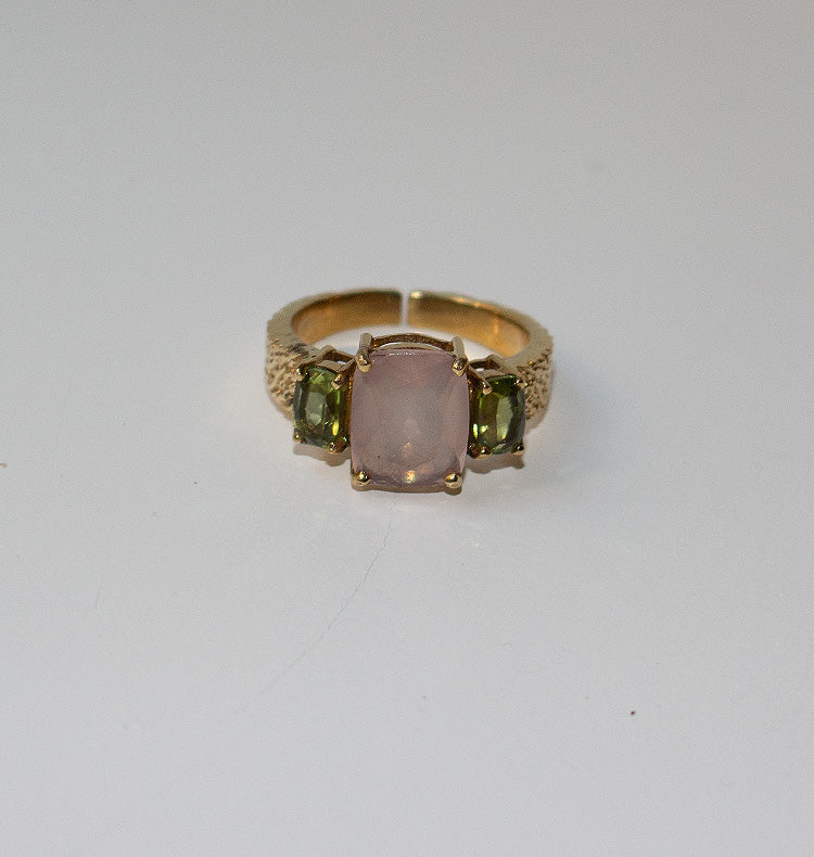 SOULMATE RING BRASS ROSE/PERIDOT