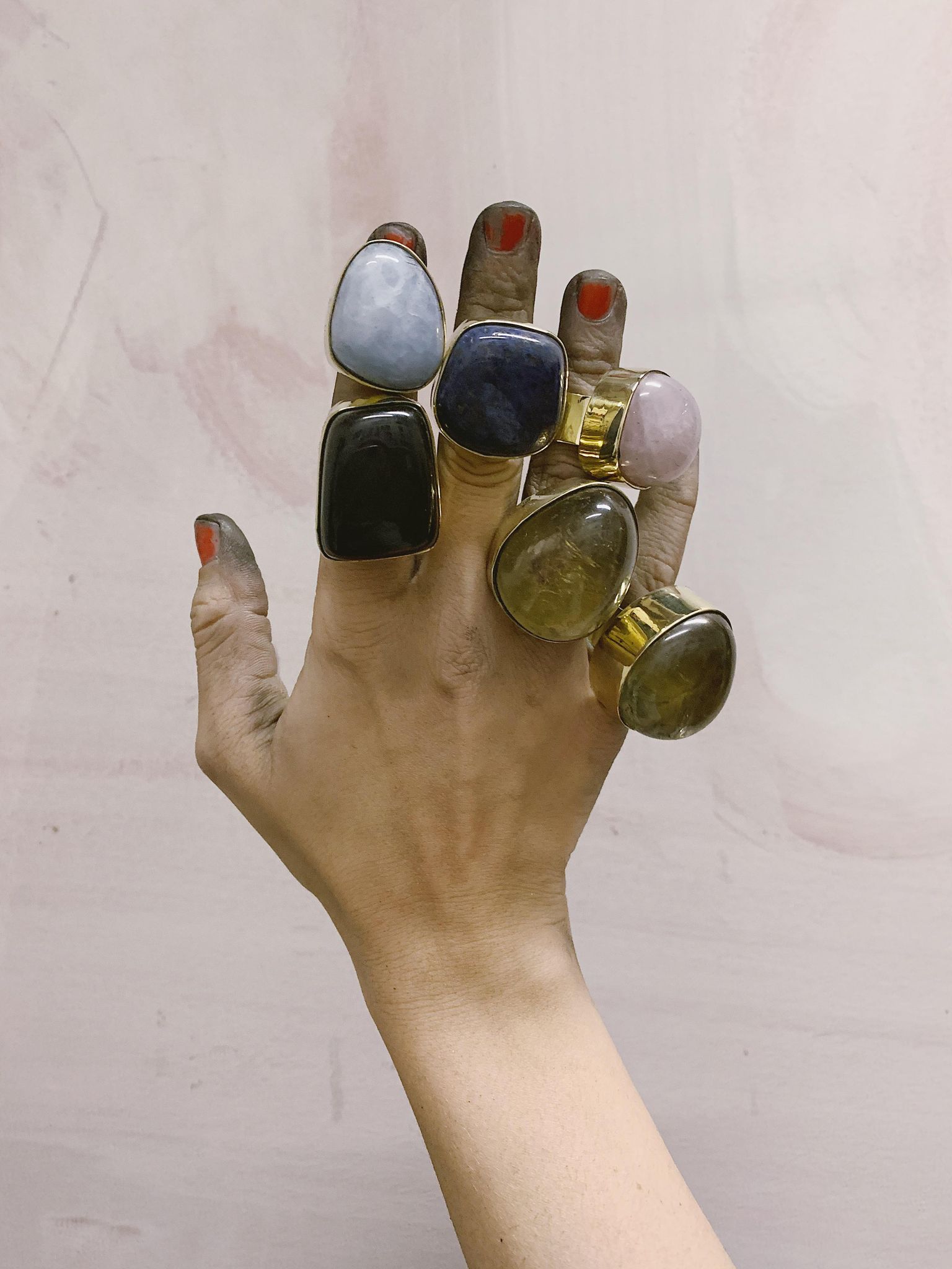 COCKTAIL BLUE LAGOON RING BRASS.