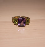 SOULMATE RING BRASS AMETHYST/PERIDOT.