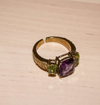 SOULMATE RING BRASS AMETHYST/PERIDOT.
