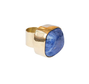 COCKTAIL BLUE LAGOON RING BRASS.