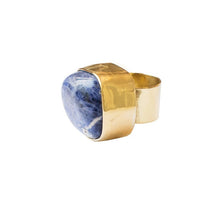 Load image into Gallery viewer, COCKTAIL BLUE LAGOON RING BRASS.