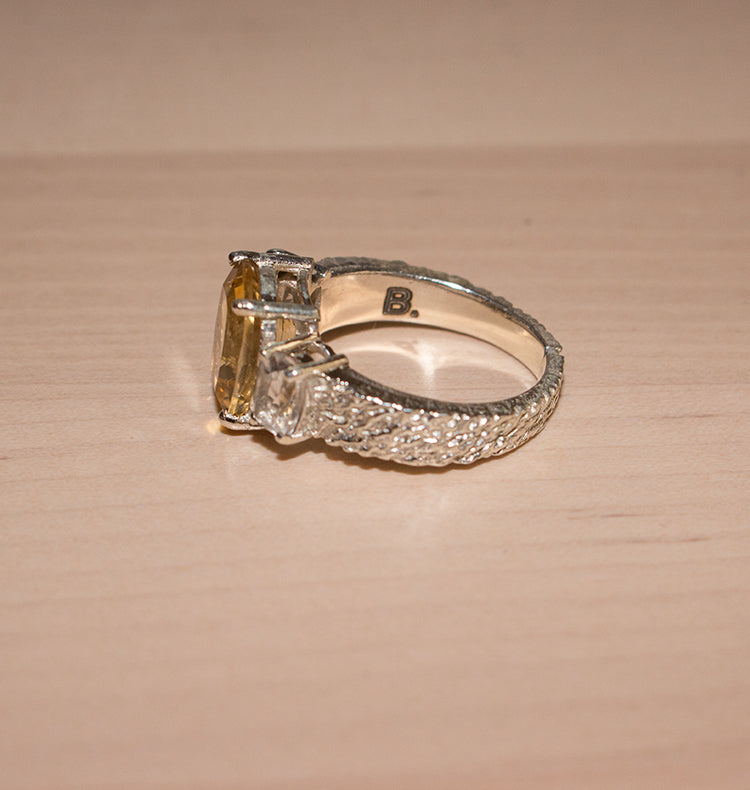SOULMATE RING SILVER CITRINE/CRYSTAL.