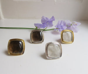 SQUARE - BROWN SILVER RING.