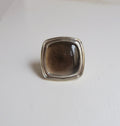 SQUARE - BROWN SILVER RING.