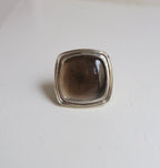SQUARE - BROWN SILVER RING.