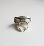 SQUARE - BROWN SILVER RING.