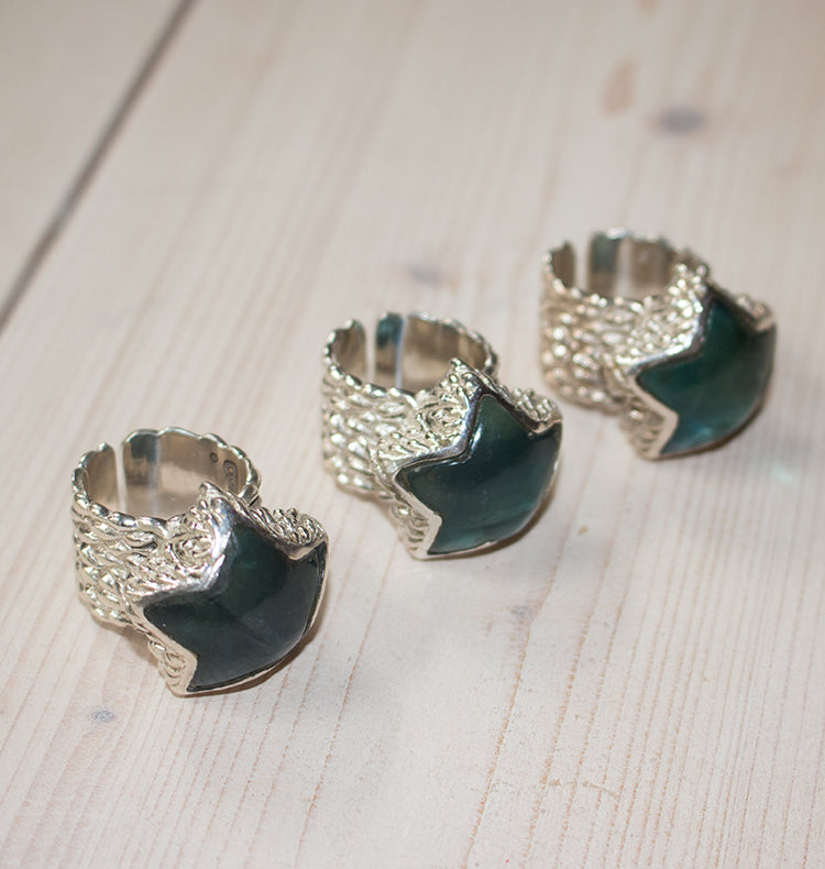 URSA RING SILVER FLUORITE.