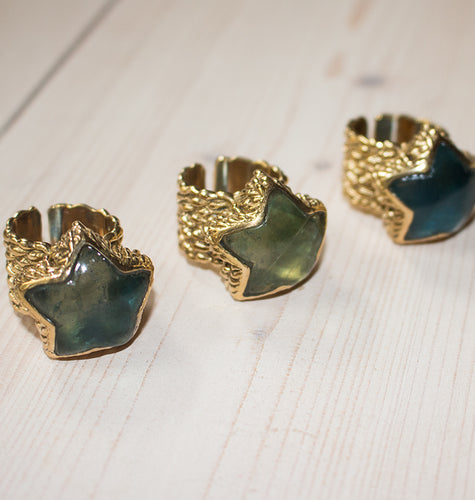 URSA RING BRASS FLUORITE.