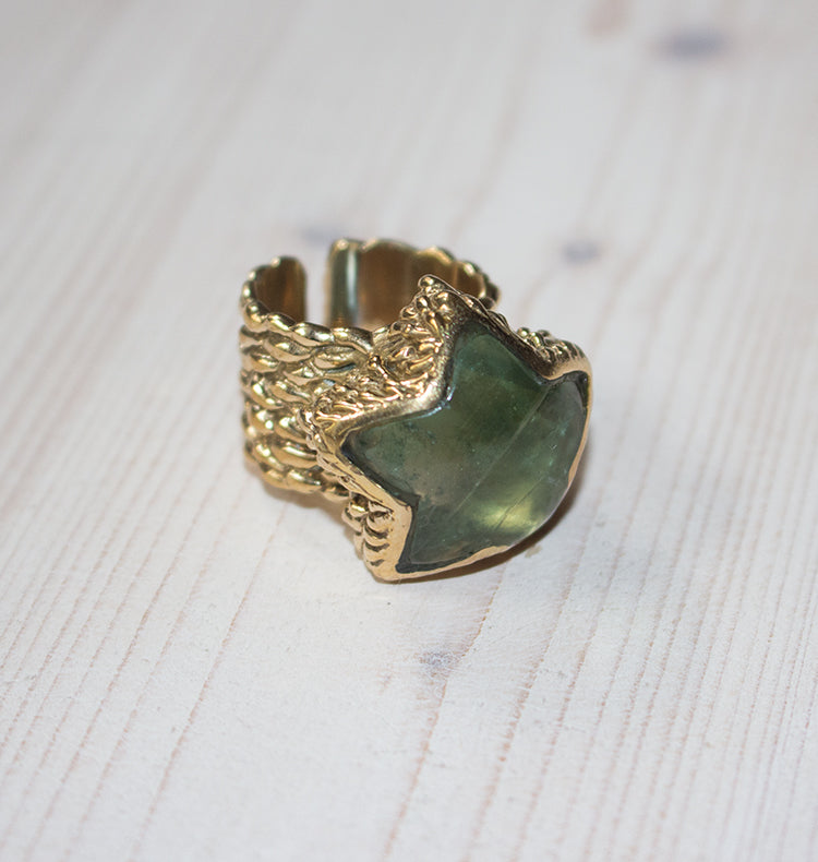 URSA RING BRASS FLUORITE.