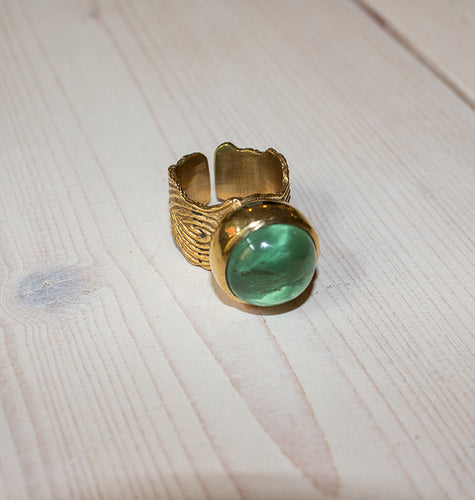 FINGERPRINT RING BRASS FLUORITE.