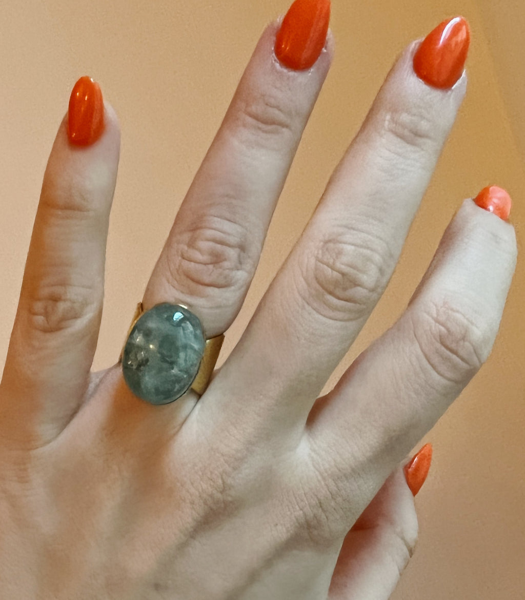 SHOT RING - AQUA BRASS.