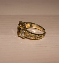 Load image into Gallery viewer, SOULMATE RING BRASS CITRINE/CRYSTAL.