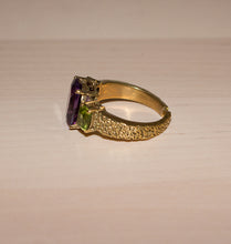 Load image into Gallery viewer, SOULMATE RING BRASS AMETHYST/PERIDOT.