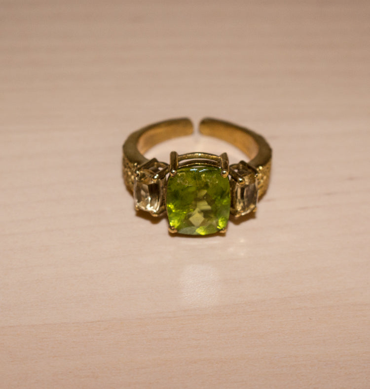 SOULMATE RING BRASS PERIDOT/CITRINE