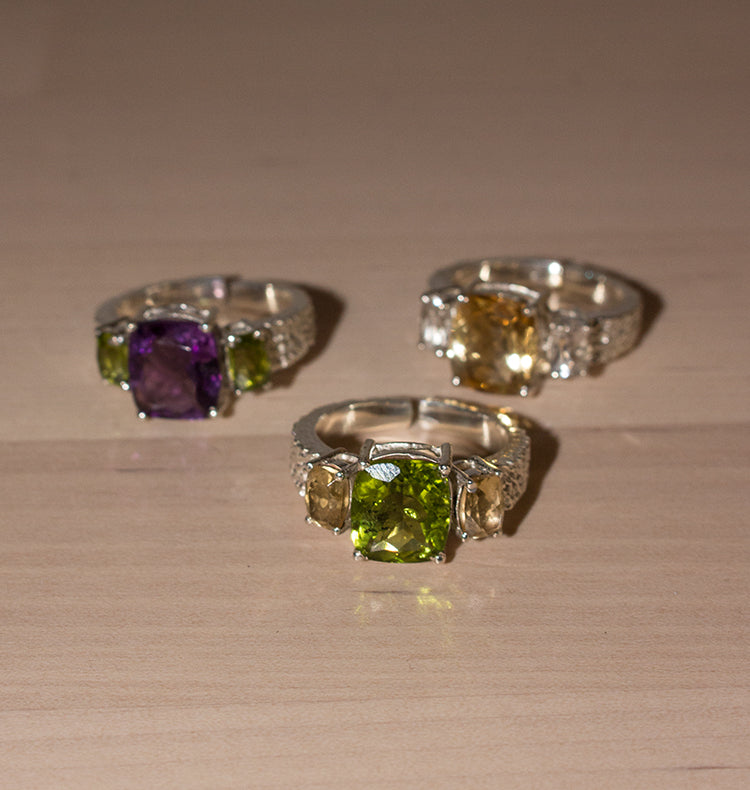 SOULMATE RING SILVER PERIDOT/CITRINE.