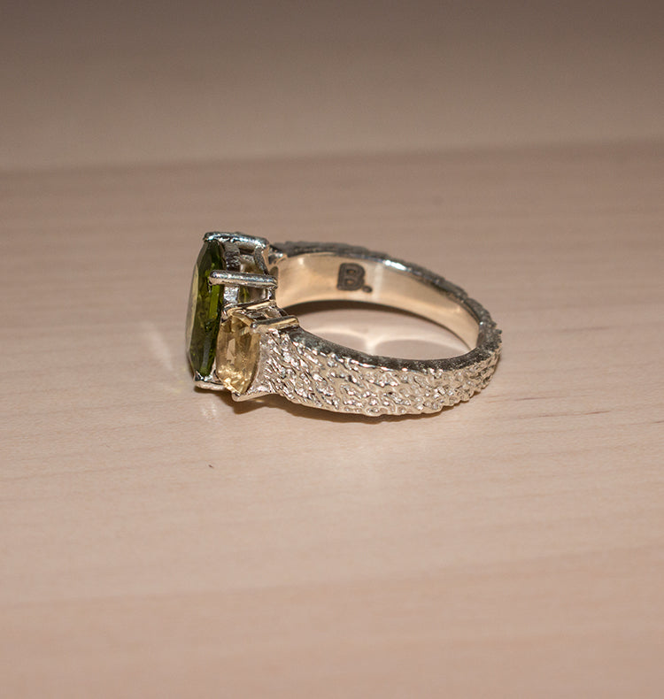 SOULMATE RING SILVER PERIDOT/CITRINE.