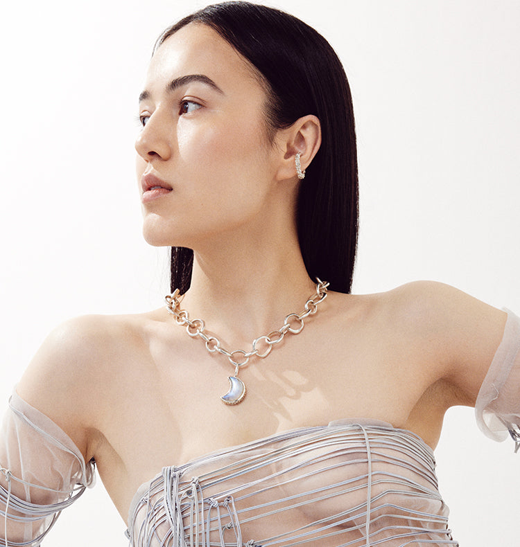 PARTNER SILVER EAR CUFF/SMALL RING.