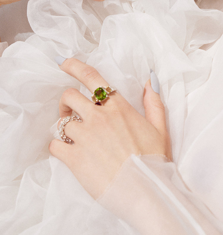 SOULMATE RING SILVER PERIDOT/CITRINE.