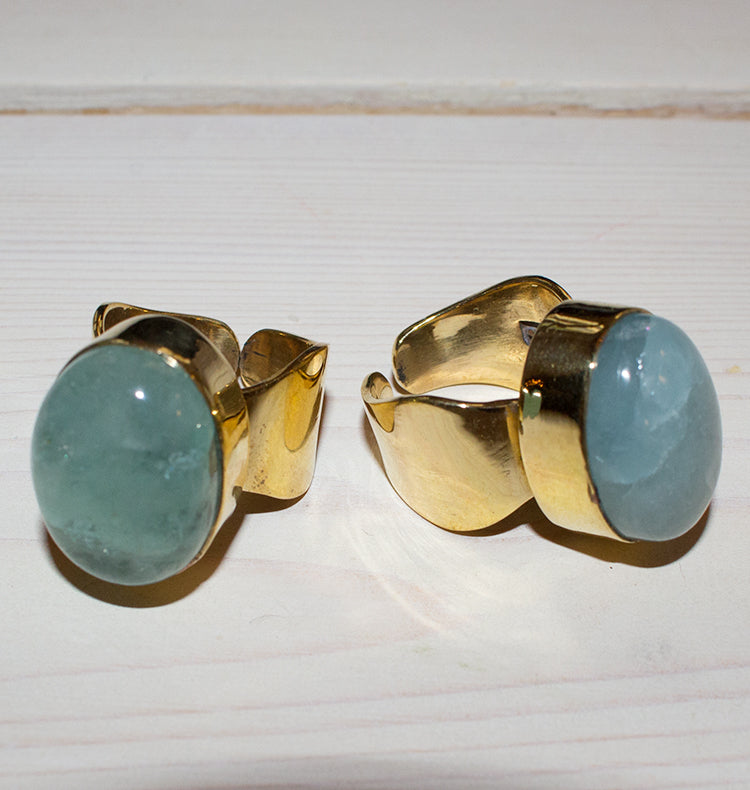 SHOT RING - AQUA BRASS.
