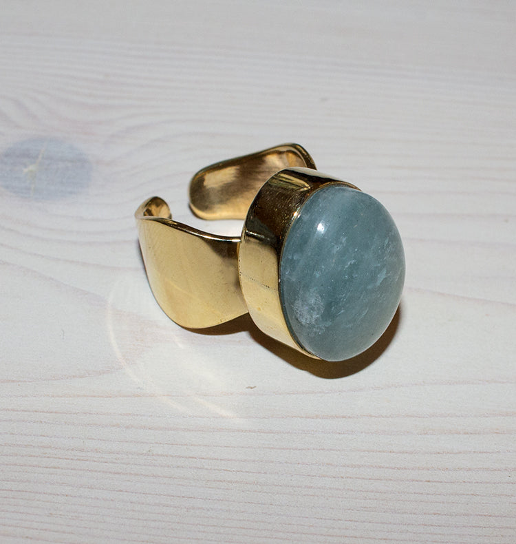 SHOT RING - AQUA BRASS.