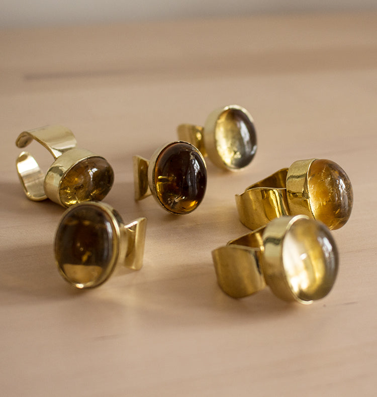 SHOT RING -BRASS CITRINE.
