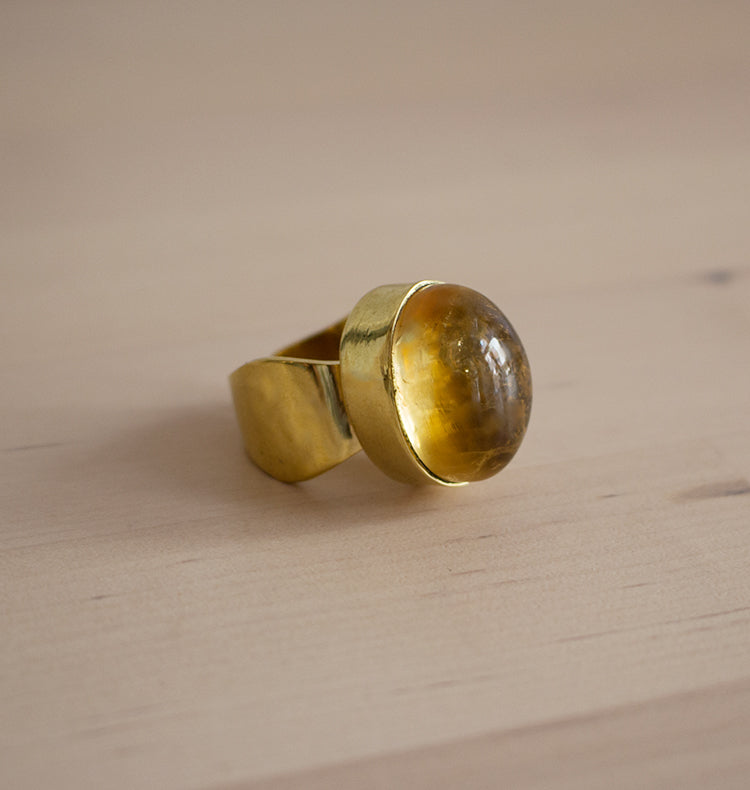 SHOT RING -BRASS CITRINE.