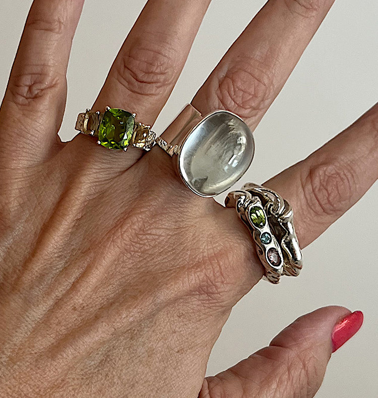 SOULMATE RING SILVER PERIDOT/CITRINE.