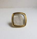 SQUARE - WHITE BRASS RING.